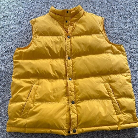 Land's End Men’s XL Down Puffer Vest Bright Yellow Lightweight Warm Outdoor - Picture 1 of 7